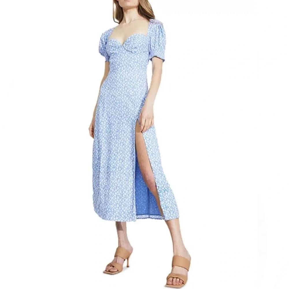 Bardot Light Blue Floral Midi Dress Size S - Picture 1 of 11